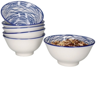 6er Set Rabisco Bowl-Schalen 500ml blau-weiß Müsli Salat Dessert Schüssel