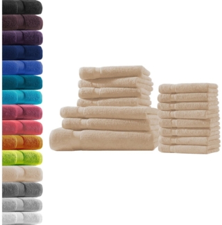 Hometex Premium Textiles Handtuch in Premium Qualität 500 g/m², Feinster Frottier-Stoff 100% Baumwolle, 1x Badetuch + 2 Duschtuch + 4 Handtuch + 8 gastetuch, Kuschelig weich, saugfähig, Extra schwere, flauschige Hotel-Qualität
