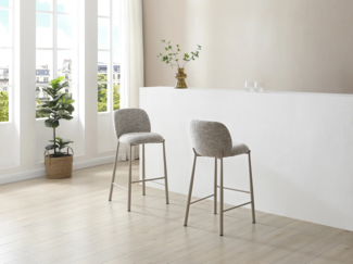 Vente-unique - Hocker 2er-Set - Textilstoff & Metall Taupe - Beige - JIZAK