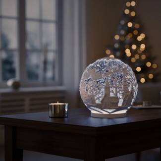 abc HOME Schneekugel LEDs, Schneewirbel, batteriebetrieben, 16 cm Ø