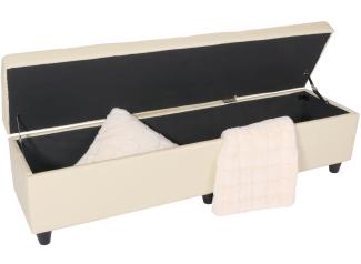 Bank Sitzbank mit Aufbewahrung Kriens XXL, Leder + Kunstleder, 180x45x45cm ~ creme