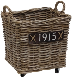Van der Leeden Kaminholzkorb Braun (1 St), Feuerholzkorb, 50x50x45cm, Holzkorb, Handmade, Rattan