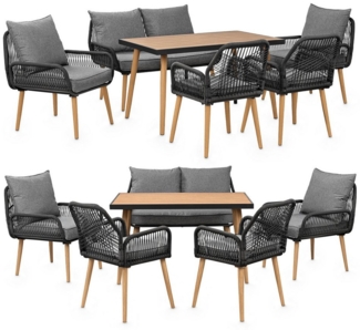 Swing&Harmonie Gartenlounge-Set für 4-6 Personen mit Tisch, Sofa, Stühle, (wetterfest, WPC-Tischplatte, Seilgeflecht Lounge, inkl. Kissen Sienna Garten Sitzgruppe)