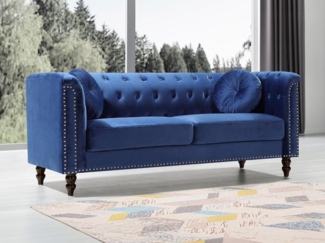 Vente-unique - Sofa 3-Sitzer - Samt - Dunkelblau - TURNER