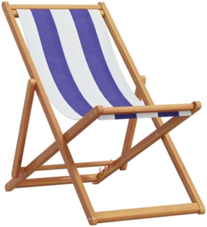 vidaXL Strandstuhl Klappbar Blau Weiß Massivholz Eukalyptus und Stoff 366567