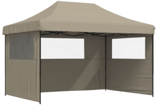 vidaXL Partyzelt Faltbar Pop-Up mit 3 Seitenteilen Taupe 4005018