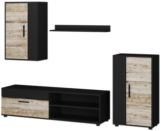 Vicco Wohnwand Anthrazit/Beige 4-teiliges Set, Berno