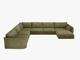 Micadoni Panorama-Ecksofa Kaelle 8-Sitzer Links Chenille Over The Horizon Grün