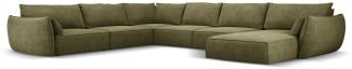 Micadoni 8-Sitzer Panorama Ecke links Sofa Kaelle | Bezug Green | Beinfarbe Black Plastic