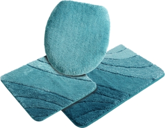 my home Badematte Josie, Badvorleger, Badezimmer Teppich, Höhe 20 mm, rutschhemmend beschichtet, fußbodenheizungsgeeignet, schnell trocknend, strapazierfähig, Polyester, rechteckig, 3-tlg. Hänge-WC Set, Badteppich, Badematten, rechteckig, rund & als 3-...