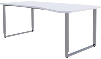 Freiformtisch Aveto, 195x80/100x68-82 cm, Bügelgestell, Weiß