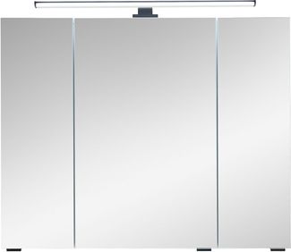 Saphir Badezimmerspiegelschrank Quickset 500, 3 Türen, 80cm breit, LED-Aufsatzleuchte inkl. Schalter und Steckdose