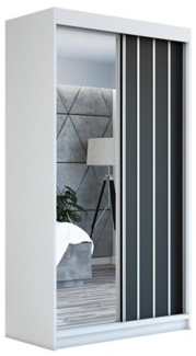 Schwebetürenschrank VIGO 2-türig Schrank 120 cm (mit Spiegel) Farbe: Weiß, schwarz