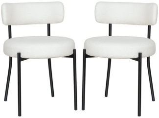 Puluomis Esszimmerstuhl (2/ 4/6er Set Bouclé mit Rückenlehnen, Polsterstühle Küchenstühle mit Metallbeinen, für Esszimmer Küche Wohnzimmer Schlafzimmer, Modern Retro Design, 2 St), Weiß, Schwarz
