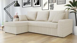 'Kris' Ecksofa Cord, Beige, 80 x 147 x 238 cm