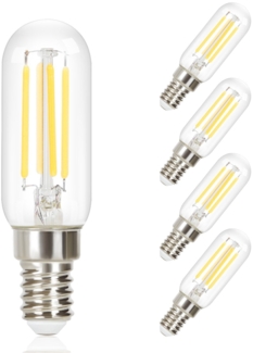 ZMH 4er pack E14 LED Kaltweiß Glühbirnen Vintage - T25 LED Leuchtmittel Lampe 6000K Birnen 4W Energiesparlampe Light Bulbs Edison Glühlampen Filament Dunstabzugshaube Glas 360° Abstrahlwinkel