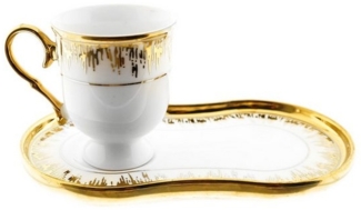 ZELLERFELD Kaffeeservice 12-Teiliges Kaffeeset aus Porzellan mit Untertassen Marmor Look Gold