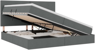 vidaXL Bett mit Stauraum und LED Dunkelgrau 200 x 200 cm Polyester 3372376