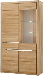 Vitrinenschrank Massivholz Ianka 114x198x41 Vitrine Wildeiche Bianco geölt 20008