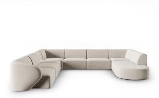 Micadoni Modulares Panorama Ecksofa Shane 8-Sitzer Links Samtstoff Beige