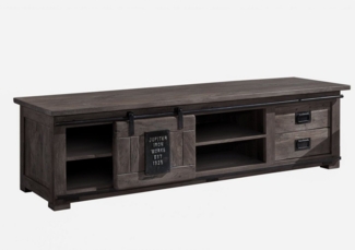 Massivmoebel24 TV-Board (TV-Board Mango 180x55x50 grau lackiert RAILWAY #245)