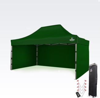 Faltpavillon 3x4,5m - mit 3 Wänden - Grün