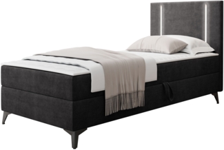 Boxspringbett Ono 1 mit LED-Beleuchtung und Bettkasten (Farbe: Manila 18, Seite: Rechts, Größe: 90 x 200 cm)