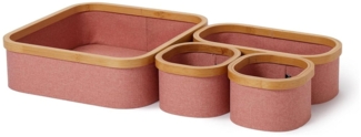 Lumaland Bambus-Aufbewahrungsbox 4er-Set rosa 30 x 30 x 10 cm/29,9 x 14,8 x 10 cm/14,8 x 14,8 x 10 cm