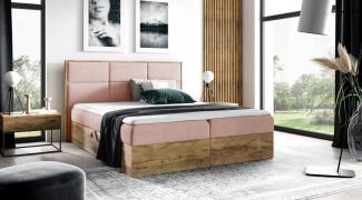 Boxspringbett Schlafzimmerbett BARTEL 200x220cm Stoff Rose inkl. Bettkasten