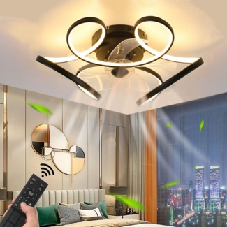 oyajia LED Deckenleuchte 60W Blumen LED Deckenlampe mit Ventilator, Leise Deckenventilator, LED fest integriert, Warmweiß, Naturweiß, Kaltweiß, Dimmfunktion mit Fernbedienung, 6 windigkeiten Schlafzimmer Ventilator