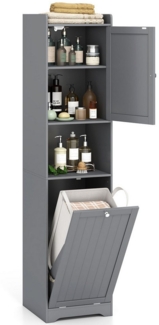 COSTWAY Badkommode, Hochschrank mit Wäschekorb, Stauraum, 170cm