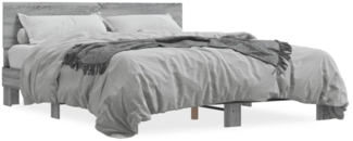vidaXL Bettgestell Grau Sonoma 150x200 cm Holzwerkstoff und Metall 3280190