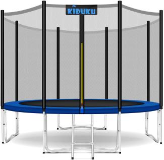 KIDUKU® Trampolin Ø 244 cm Komplettset mit Sicherheitsnetz, Leiter, Randabdeckung, Bodenanker & Zubehör, TÜV Rheinland geprüft, Outdoor Gartentrampolin Kinder-Trampolin