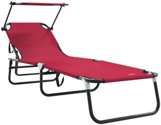 vidaXL Klappbare Sonnenliege mit Kissen Rot 56 x 190 x 81cm Stoff 42003130