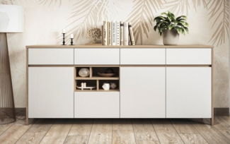 Home affaire Sideboard Stranda, moderner Schrank, Kommode im Scandi-Style, 198 cm breit, elegante Rahmenoptik, ausreichend Stauraum, vielseitig einsetzbar