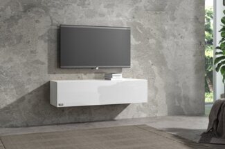 Wuun® Somero Korpus Weiß Hochglanz /140cm/Front Weiß-Hochglanz / TV Lowboard TV Board