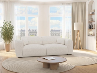 Vente-unique - Sofa mit Schlaffunktion 4-Sitzer - Bouclé-Stoff - Weiß - POGNI von Maison Céphy