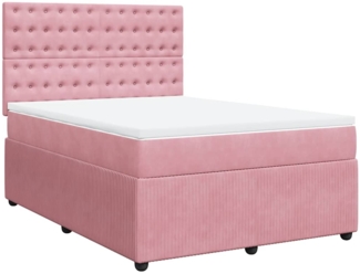 vidaXL Boxspringbett mit Matratze Rosa 160x200 cm Samt 3292399
