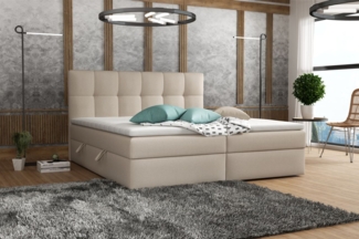 Boxspringbett Schlafzimmerbett ARTURO 140x200cm Stoff Soro Beige