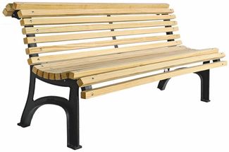 Casa Padrino Parkbank - Stadtbank Naturfarben / Schwarz 180 cm - Outdoor Möbel