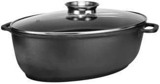 Haushalt International Bräter Aluguss Bräter Brattopf Backofen-Topf mit Glasdeckel, Aluminiumguss (2-tlg), Bräter und Deckel bis 250°C backofenfest