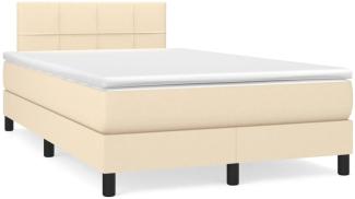 vidaXL Boxspringbett mit Matratze & LED Creme 120x190 cm Stoff 3270044