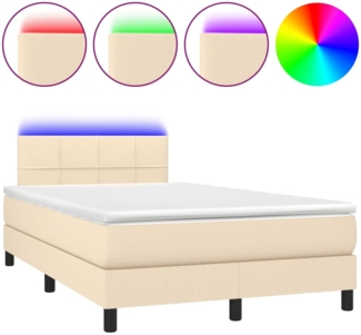 vidaXL Boxspringbett mit Matratze & LED Creme 120x190 cm Stoff 3270044
