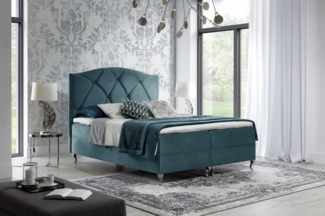 99rooms Blanco Boxspringbett Velours 160x200 cm Türkis