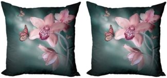Abakuhaus Kissenbezüge Modern Accent Doppelseitiger Digitaldruck, (2 Stück), Blumen Orchideen-Blume Schmetterling
