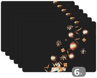 MuchoWow Platzset Weihnachten - Weihnachtsschmuck - Weihnachtskugeln, (6-St), Platzsets, Tischset, Abwaschbar, Tischsets, Platzdeckchen