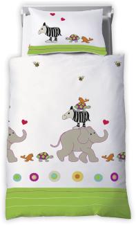 Fleuresse Kinder Baby Bettwäsche 100x135 cm Elefant Zerba Zoo grün weiß 143938-01