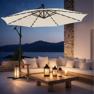 oyajia Sonnenschirm 3M Großer Runder Gartenschirm Terrassenschirm Aluminium Neigeschirm, UPF 50+ Wasserdichte Höhenverstellbar Sonnenschirm für Garten, Balkon