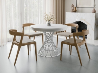 Compleo Esstisch Küchentisch, Runder Esszimmertisch 100-140, Metallbeine LUKO, Loft Stil