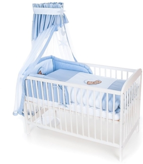 Komplettbett Babybett Teddy & Mond in Grau-Blau